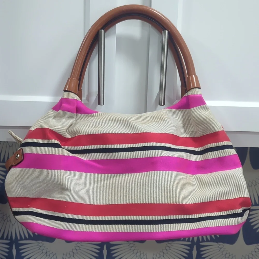 Kate Spade Stevie Oak Island Large Canvas Striped Bag